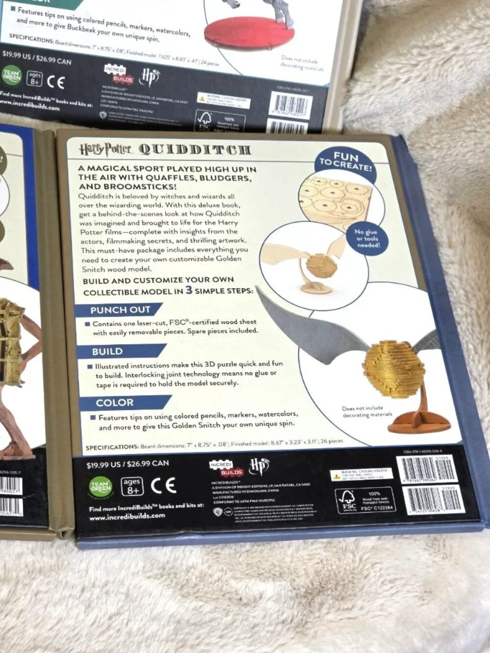 x4 Harry Potter Incredi Builds 3D Wooden Puzzles Dobby Niffler Snitch MINT #F